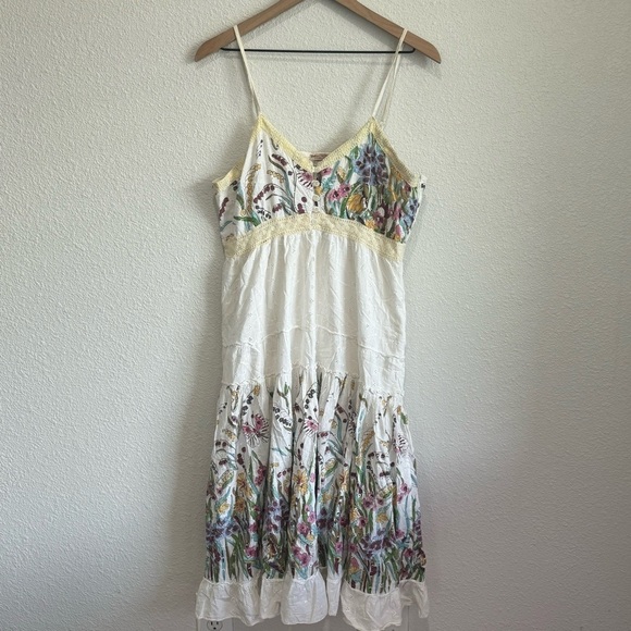 Baba Clothing Los Angeles Women's XL Tiered Midi Dress Floral White Crochet Y2K - Picture 1 of 10